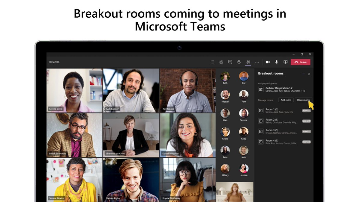 Breakout rooms—coming in October—will allow meeting organizers in #MicrosoftTeams to split up participants into smaller groups to facilitate group discussions. Learn more: msft.it/6014TvjfI