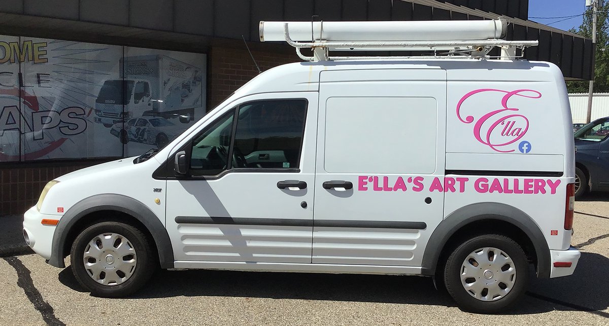 ExpressSignsInc's tweet image. Another #vehiclewrap completed, featuring E'lla's Art Gallery's sophisticated logo! #ExpressSignsInc