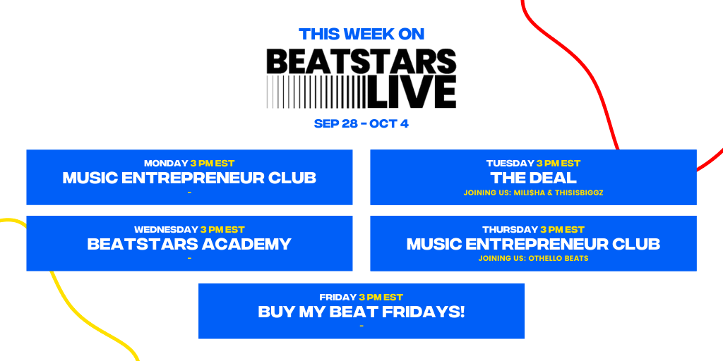 Check out this week's #BeatStarsLive schedule. 📺 Click here to tune in: bit.ly/35HCxNB