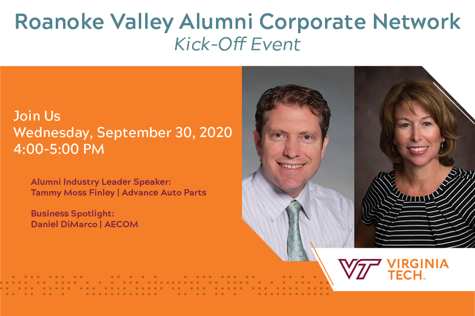 We're thrilled to announce the kickoff of the Roanoke Valley Alumni Corporate Network; a collaborative effort between <a href="/VT_alumni/">Virginia Tech Alumni</a> , VT LINK+LICENSE+LAUNCH, and the Roanoke Regional Partnership! Our next event is 9/30 from 4-5pm. Register: aimsbbis.vt.edu/rva-corporate-… #Hokies