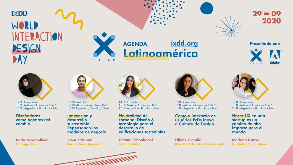 ¡Mañana martes 29 celebraremos el Día Mundial del Diseño de Interacción! Este año, el encuentro es regional y virtual: Pueden encontrar la agenda, ajustada a su huso horario acá interactiondesignday.org/events/ #IxDD