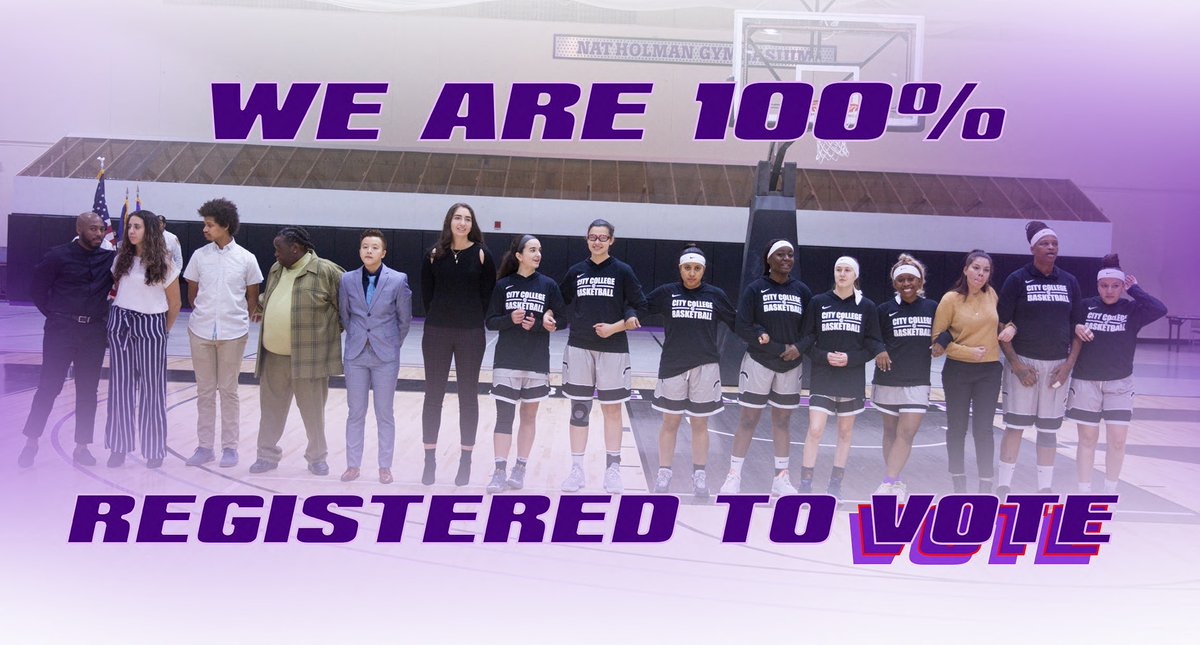 Our program is 100% Registered to Vote.
#registeredtovote #whenweallvote  #ccnywbb #CCNY
