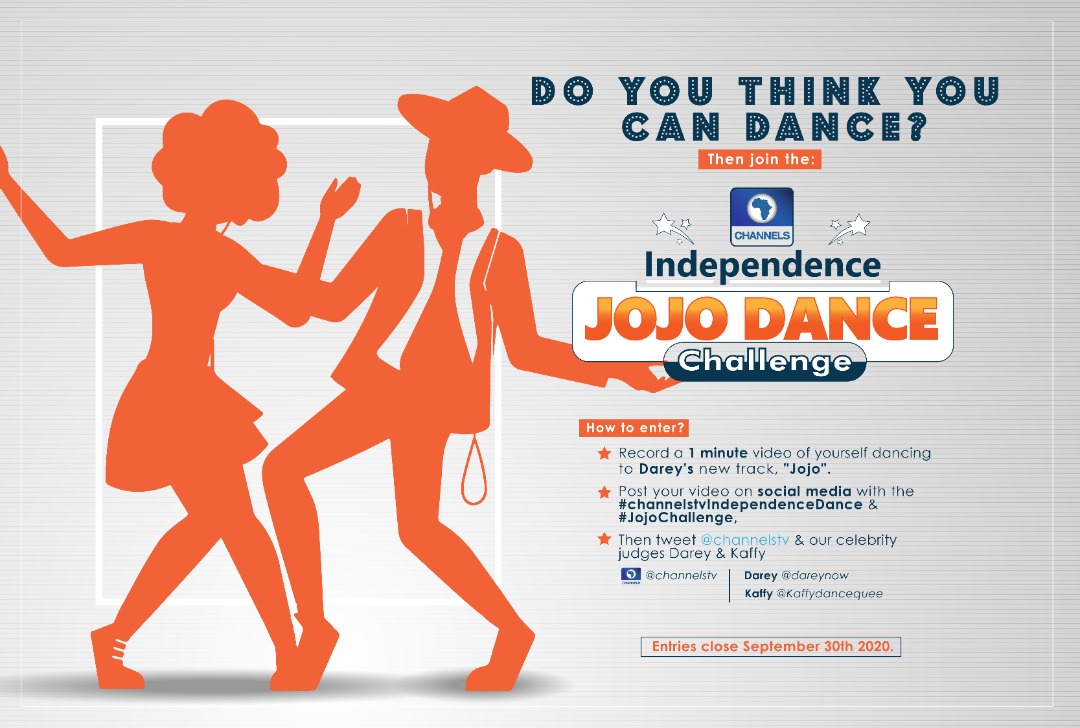 Do you think you have moves? Join our Independence Jojo Dance Challenge for a chance to win up to N500,000. Record a one-minute video of yourself dancing to @dareynow new track, Jojo. Then post your video on social media, tagging #ChannelsTVIndependenceDance and #JojoChallenge