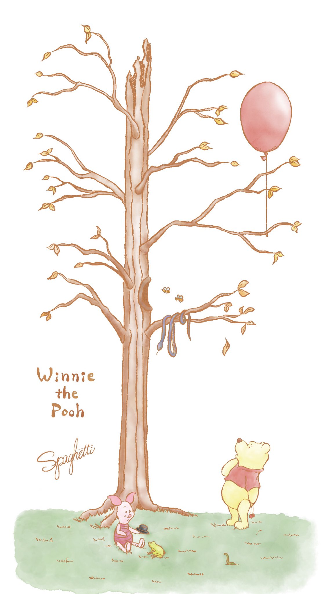 Andy 絵描きさんと繋がりたい イラスト好きさんと繋がりたい いい絵を描くのでフォローしてください プーさん プーさんに出てくる蜂の巣って木の中にあるよね