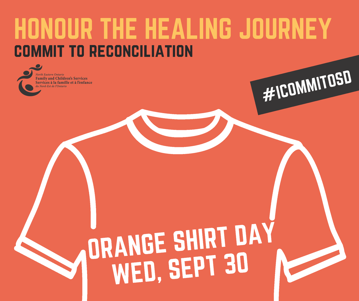 NEOFACS's tweet photo. September 30 is #OrangeShirtDay, a day to acknowledge the residential school experience and to commit to the ongoing process of reconciliation. We all have a role to play in the journey to healing. Please join us in sharing the message that #EveryChildMatters. #ICommitOSD https://t.co/3Mp5jTDujI