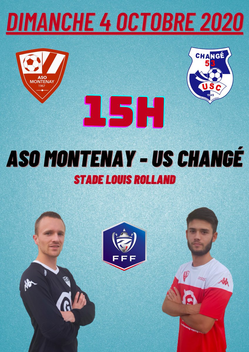 J-6 ! 🔴⚪️

Nous recevrons dimanche, <a href="/uschangefoot/">US Changé Football</a>  pour le 4ème tour de Coupe de France. 

« Entrée Gratuite »

Nous vous rappelons que le masque sera obligatoire dans le stade ‼️ 😷

Tous derrière les rouges et blancs de Montenay !! 💪