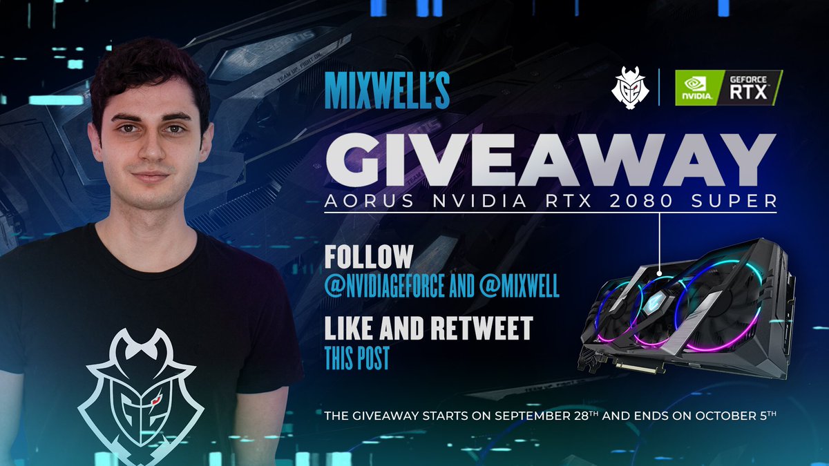 OTK m1xwell (@mixwell) on Twitter photo Upgrade your gear, upgrade your game 💪
To enter:
- Follow <a href="/NVIDIAGeForce/">NVIDIA GeForce</a>
- Follow <a href="/Mixwell/">OTK m1xwell</a>
- Like and retweet this tweet
Giveaway ends the 5th of October, good luck! Upgrade your gear, upgrade your game 💪
To enter:
- Follow <a href="/NVIDIAGeForce/">NVIDIA GeForce</a>
- Follow <a href="/Mixwell/">OTK m1xwell</a>
- Like and retweet this tweet
Giveaway ends the 5th of October, good luck!