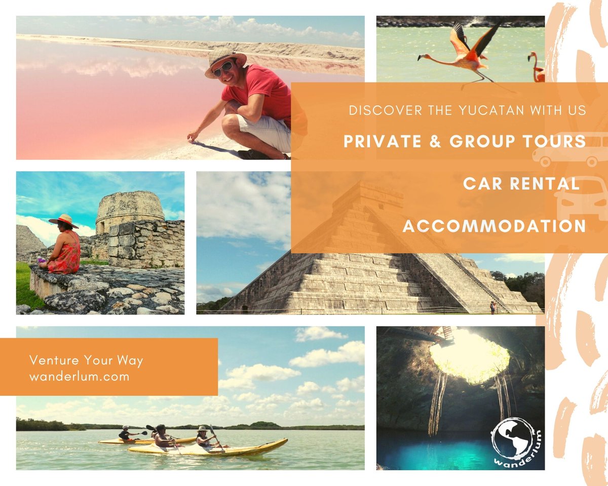 Aprovecha tu visita a #meridamexico y descubre #yucatan 
Kayak, una experiencia #maya, naturaleza, #lascoloradasyucatan #chichenitza #cenotesmexico...

Te ayudamos con:
* tours privados o en grupo
* o cuéntanos qué te gusta hacer, te rentamos coche y te recomendamos dónde ir.