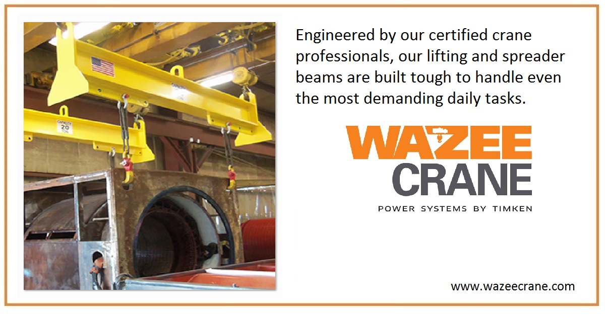 In addition to building cranes, Wazee Crane manufactures custom spreader beams and lifting beams that act as a crosspiece for spacing hooks or chains. #overheadcranes

To learn more about  applications, options and modifications, please visit: wazeecrane.com/spreader-beams…
