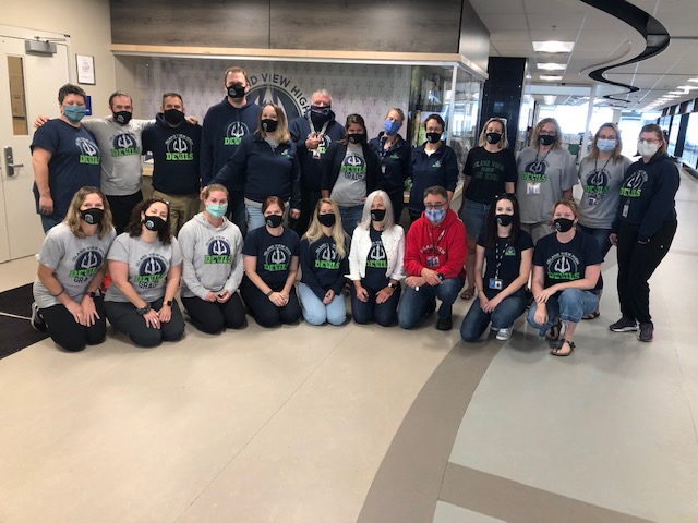 IVHS Staff participating in Spirit Week. Students and staff were asked by Student Council to wear school colors. #schoolpride #GODEVILS <a href="/HRCE_NS/">Halifax Regional Centre for Education</a>