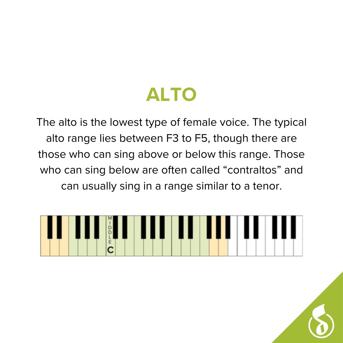 Though altos have a very similar range to mezzo-sopranos, their voices are usually richer and fuller in the lower register than mezzos. Tag your favorite alto! 😊⁠