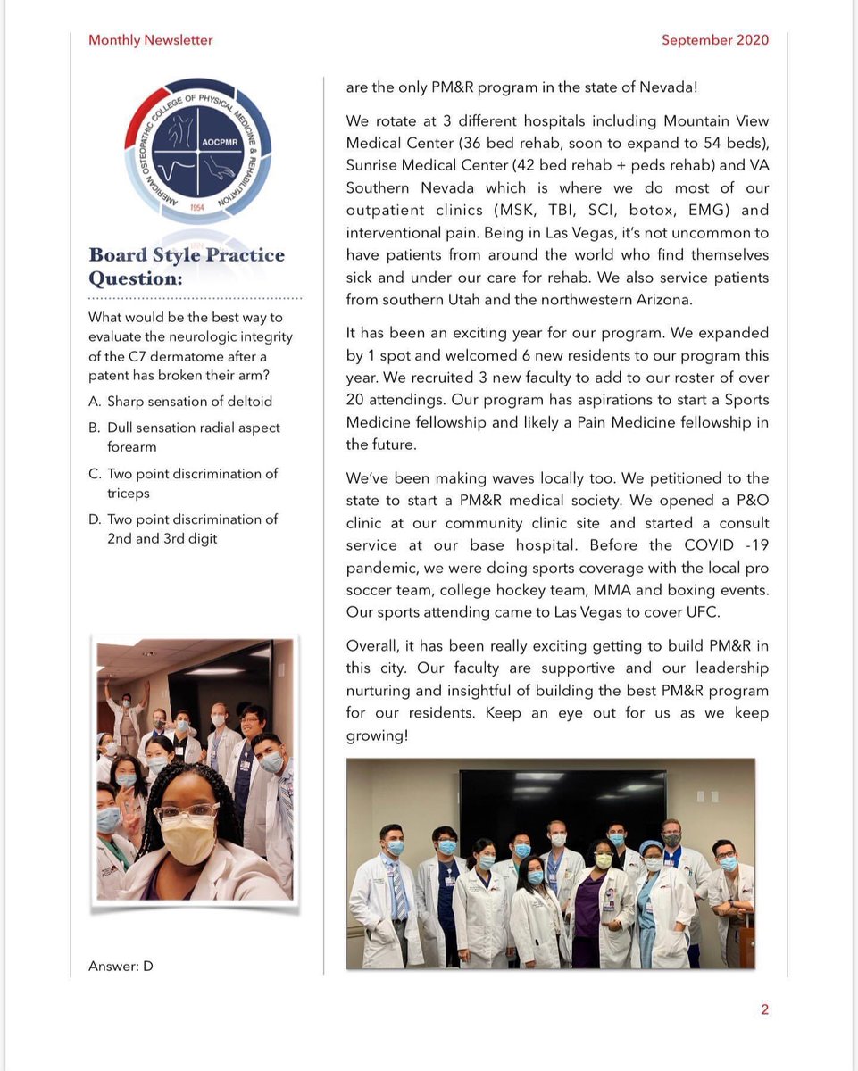 Check out our monthly residency newsletter! #physiatry #PMR #residency #residentspotlight