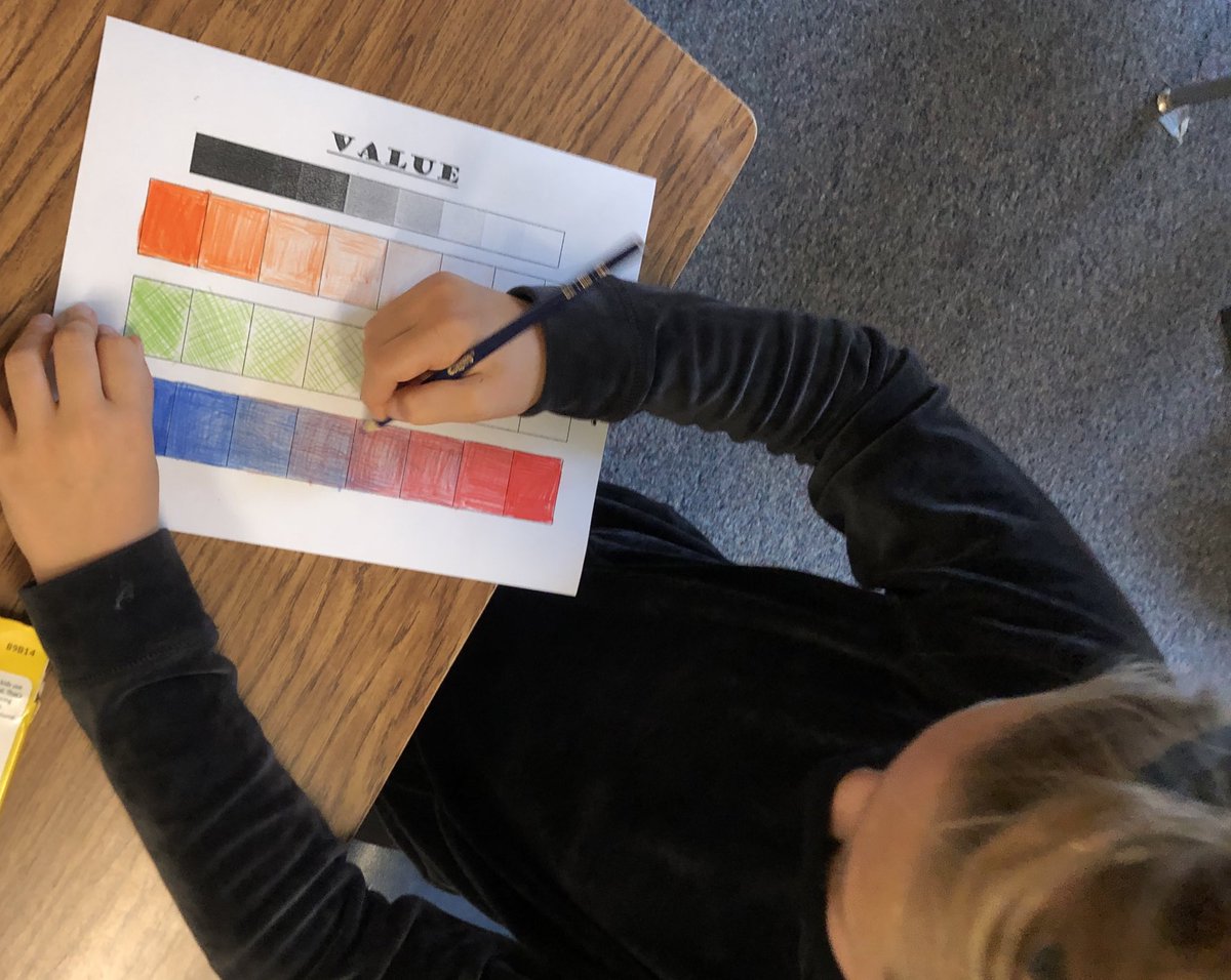 creativity_hive's tweet photo. #ARTday in 5th grade #WhoWeAre #swesARTconnection This week we are practing  our color value shading and blending @SpicewoodPYP https://t.co/an0VYqkoVj