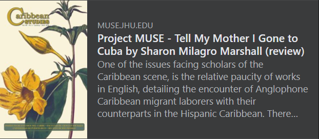 caribbeanstudi2's tweet photo. Available now ‼️ #REVIEW OF: Tell My Mother I Gone to Cuba (Sharon M. Marshall 2017), by Pedro L.V. Welch from @uwicave_hill.
 
➡️https://t.co/B1FMJkvTEY

#migration #Cuba #immigrationexperience #HispanicCaribbeans
@uprrp 
@UPR_Oficial https://t.co/88HbWP0sx9