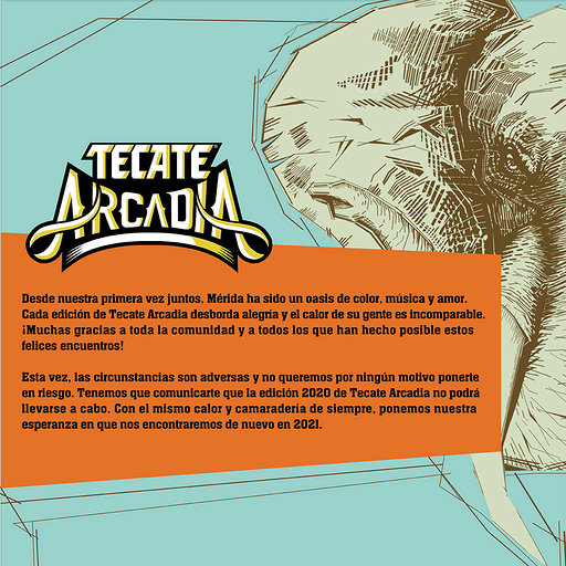El festival Tecate Arcadia queda pospuesto para el 2021 

Encuentra más información en el siguiente comunicado y quédate pendiente de nuestras redes sociales.