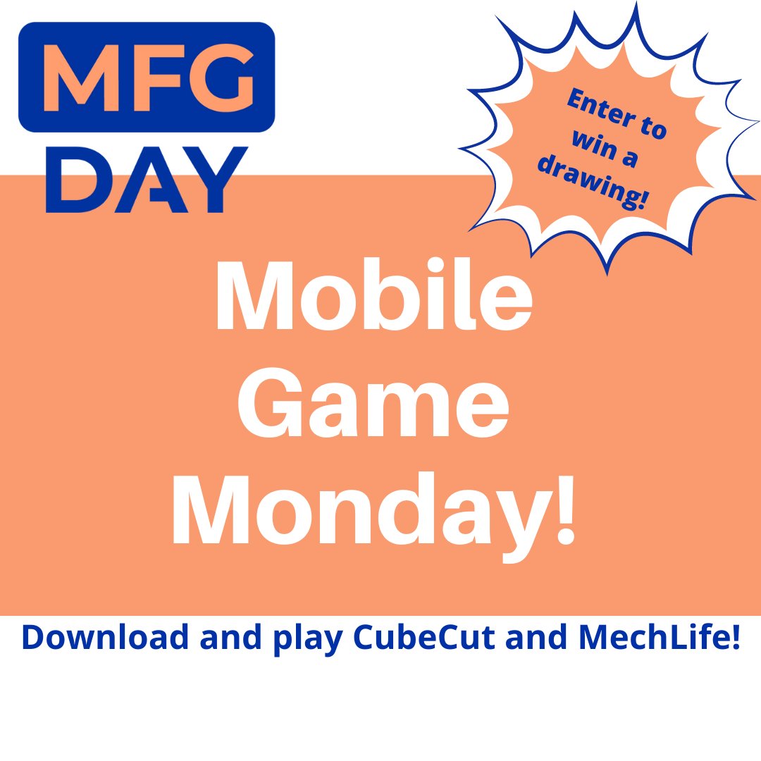 MadeinSWPA's tweet photo. Celebrate the kick off of our MFG week celebrations with Mobile Game Monday! Download and play CubeCut and MechLife. 

Create your own level on CubeCut then screenshot it and email it to hkusenko@catalystconnection.org by Oct. 30th to enter a drawing! https://t.co/7kAivAKTvv