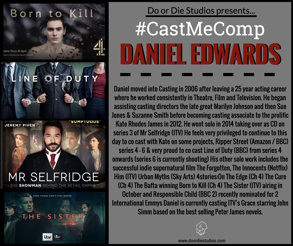DoorDieStudios's tweet photo. Our next #CastMeComp will be judged by Casting Director DANIEL EDWARDS (@dedwardscasting). Our ‘First to Know’ mailing list have grabbed the pre sale tickets but general sales are now available at https://t.co/wgDaJQC4tQ https://t.co/ujvzjndHQx