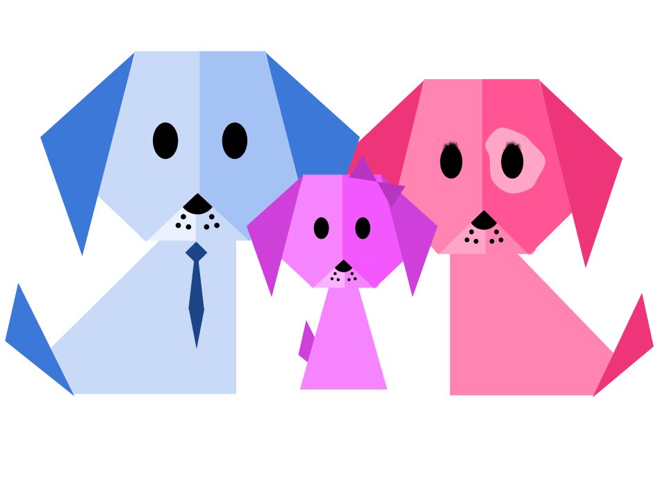 Origamimom's tweet photo. @shapegrams The sweetest little Origami Dog family! My students find so many ways to add their own creativity in Shapegrams. https://t.co/NEXHUz1zJX