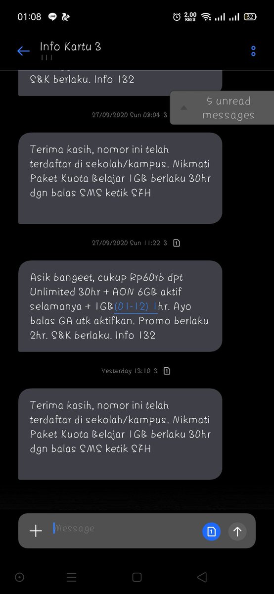 danis_free's tweet photo. Apa benar pak @Kemdikbud_RI kenyataan pemberian kuotanya seperti ini? Knp informasinya tdk sama?
Mahasiswa dapet 50gb, di @triindonesia mahasiswa cuma mendapat 30gb/bln, tapi kenyataannya malah 1gb/hari, dan ketentuan untuk kuota umum  tdk berlaku, tolong dijelaskan pak 🙏🙏🙏 https://t.co/i6VGI75dJO