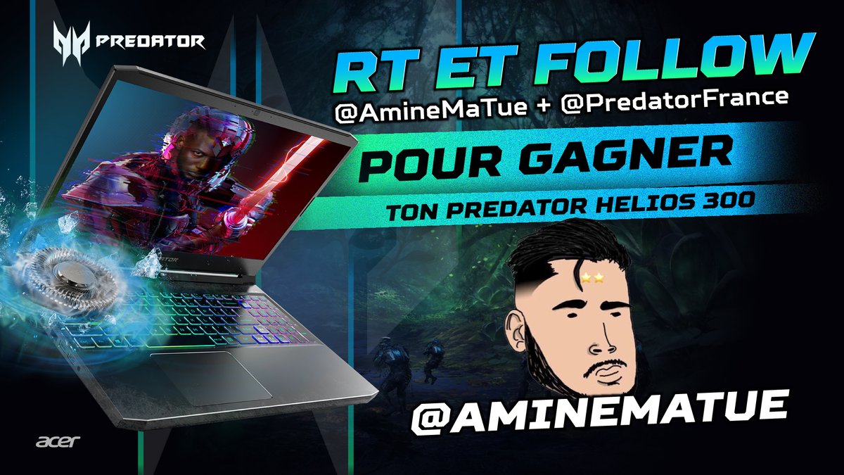 🔥CONCOURS🔥

Je suis sponsor et je rejoins la famille Predator !
GAGNE TON PC GAMING PORTABLE PREDATOR HELIOS.

Pour tenter de le gagner 
- Follow <a href="/PredatorFrance/">Predator Gaming 🇫🇷</a> et <a href="/AmineMaTue/">Amine 😞🌧</a> 
- RT ce Tweet