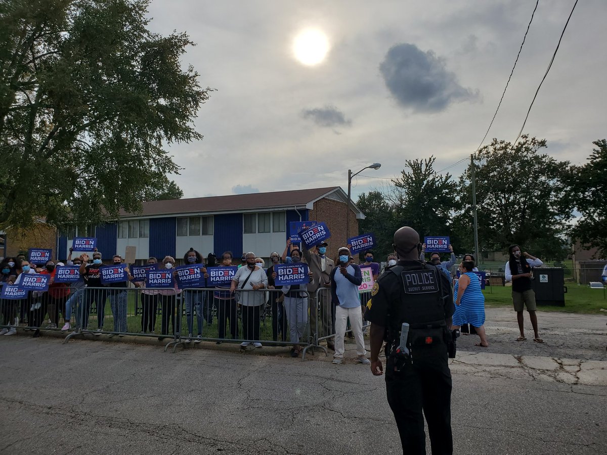 Kamala Harris was greeted by supporters. And muggy North Carolina weather in, checks calendar, nearly October.
