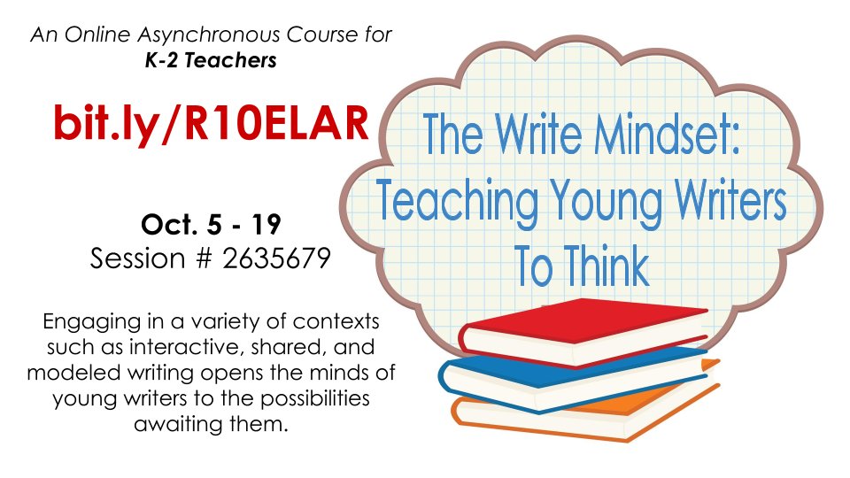R10ELA's tweet photo. K-2 Teachers, How do we teach our youngest students to put their thoughts on paper? Register for this self-paced course: https://t.co/efWsdrWw05 @Region10ESC #r10remote https://t.co/Hs1RwYY0G6