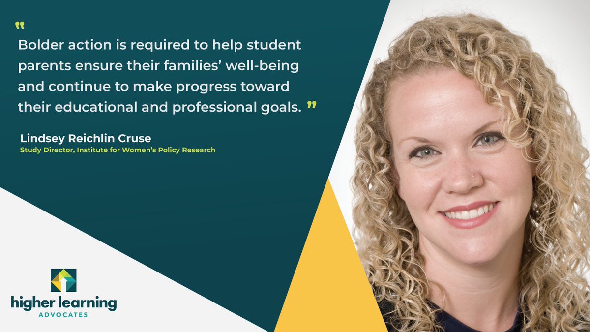 IO_HigherLearn's tweet photo. “Bolder action is required to help student parents ensure their families’ well-being and continue to make progress toward their educational and professional goals,” says @lindseyreichlin. Read about ways Congress can better support #StudentsParents: https://t.co/CohBoX1tCc https://t.co/euHL8pJcIy
