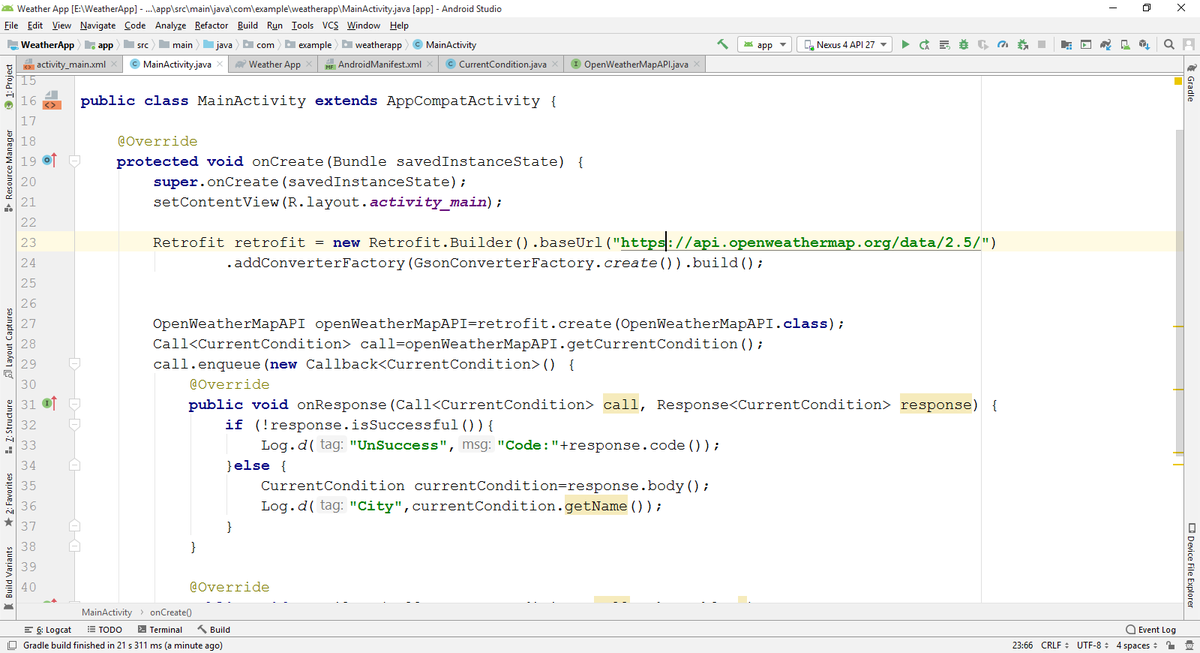F_Saeedi11's tweet photo. 2day we learned about #Retrofit ant its usage for create a #Weather_App in #android class at @CodeToInspire 
 what is #Retrofit?
(Retrofit is a REST Client for Java and Android. It makes it relatively easy to retrieve and upload JSON via a REST based webservice).
#AfghanGirlsCode https://t.co/oQmleam39V