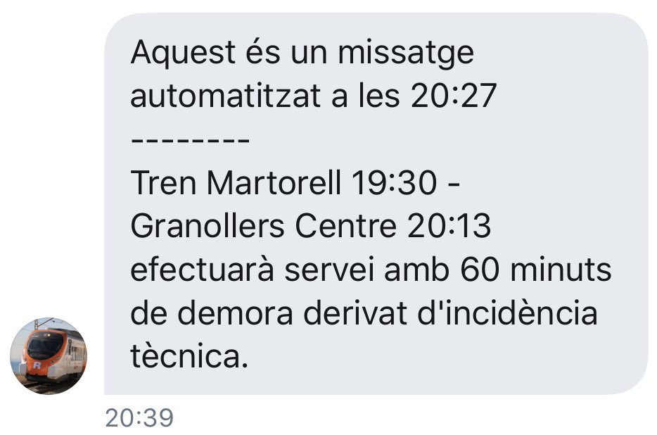 rodalia8's tweet photo. Això per no dir que suprimeixen el servei i que el següen passa en una hora #rod8. https://t.co/VnrTW8mfNd via @oriolmunu