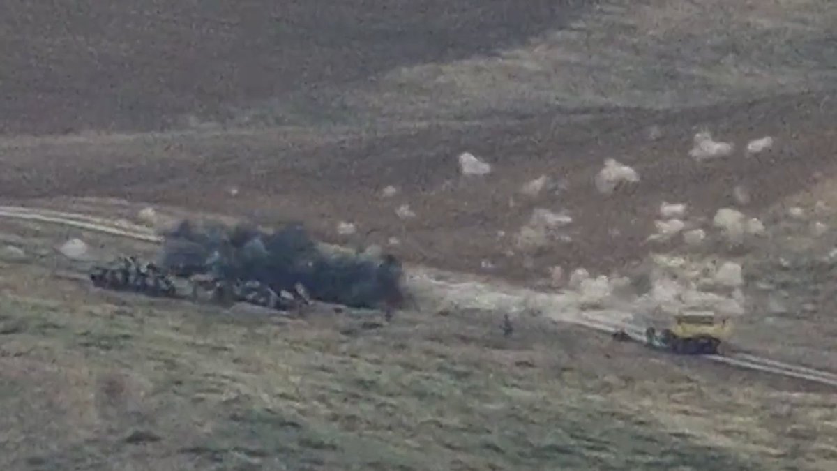 Screenshots of the ATGM and artillery strikes. On second thought, it look& #39;s as though the last target is also a tank and not an artillery piece. 230/