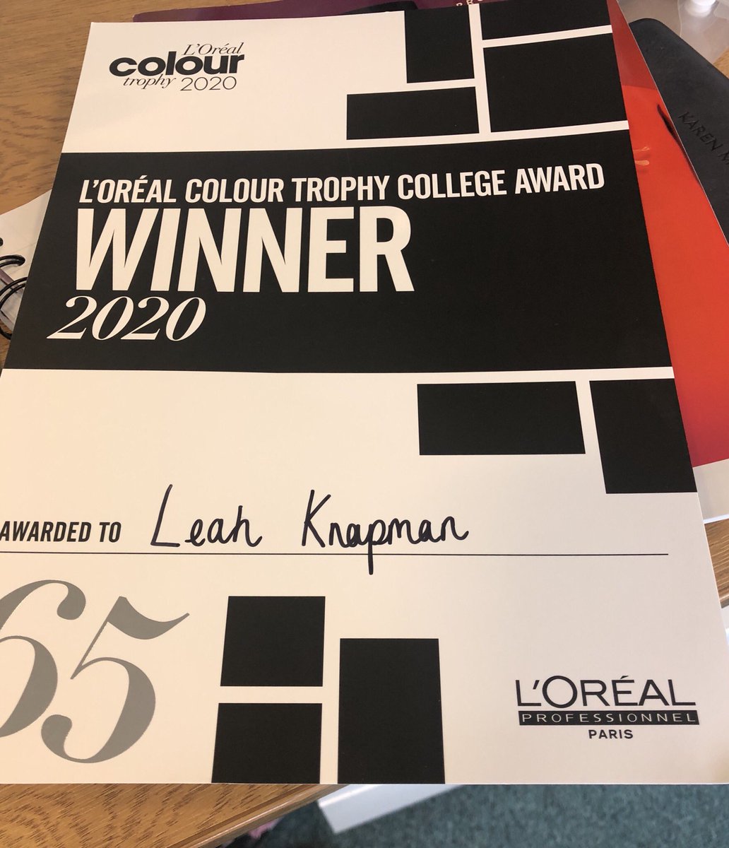 annepickering's tweet photo. In the post and left on my desk this morning was Leah Knapmanโs certificate as the LโOrรฉal colour Trophy college award winner. I am so proud.๐คฉ๐คฉA fantastic achievement .@CheshireCollSW @lorealprouk @cityandguilds #excellence #hairdressing #creativecolour #advancedskills https://t.co/bihlsvSmJY