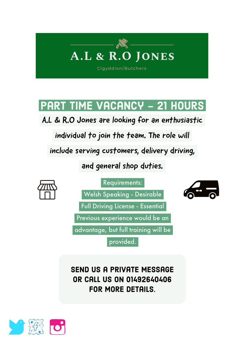 ‼️HYSBYSEB SWYDD‼️
‼️JOB ADVERT‼️