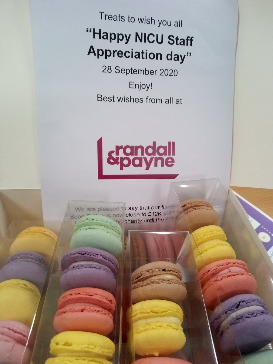 KTomasino's tweet photo. Thank you to Randall and Payne for the lovely macaroons to celebrate NICU Recognition and Appreciation Day ...the staff loved them 😀xx https://t.co/5fboelNrzG