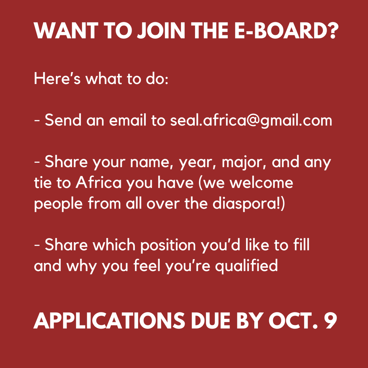 tweetSEAL's tweet photo. Check out our 2020-2021 e-board on Instagram and find out how you can join! https://t.co/WlbCI7kZkz https://t.co/GdQiRMjPkU