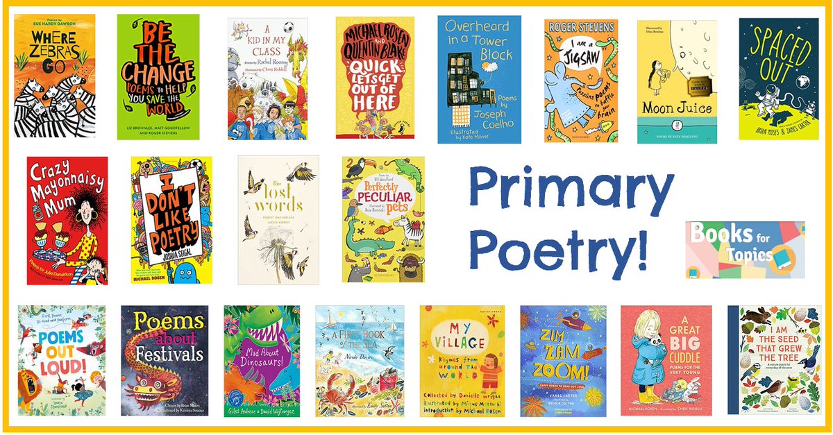 #NationalPoetryDay is coming up on Thurs 1st October and it's the perfect time to update your poetry collection!

Keep the poetry buzz alive for primary pupils with our hand-picked selection of 20 brilliant poetry books for EYFS, KS1, LKS2 or UKS2: booksfortopics.com/poetry