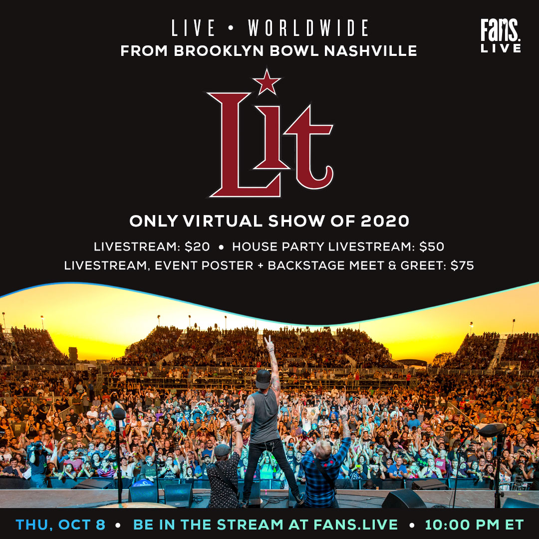 BIG BIG NEWS - Catch us LIVE * WORLDWIDE from the Brooklyn Bowl Nashville on Thursday Oct 8th at 10pm EST for a full band rock show! This is our ONLY virtual show in 2020, so don't miss out. 

Tickets are on sale now at litband.com/tour
