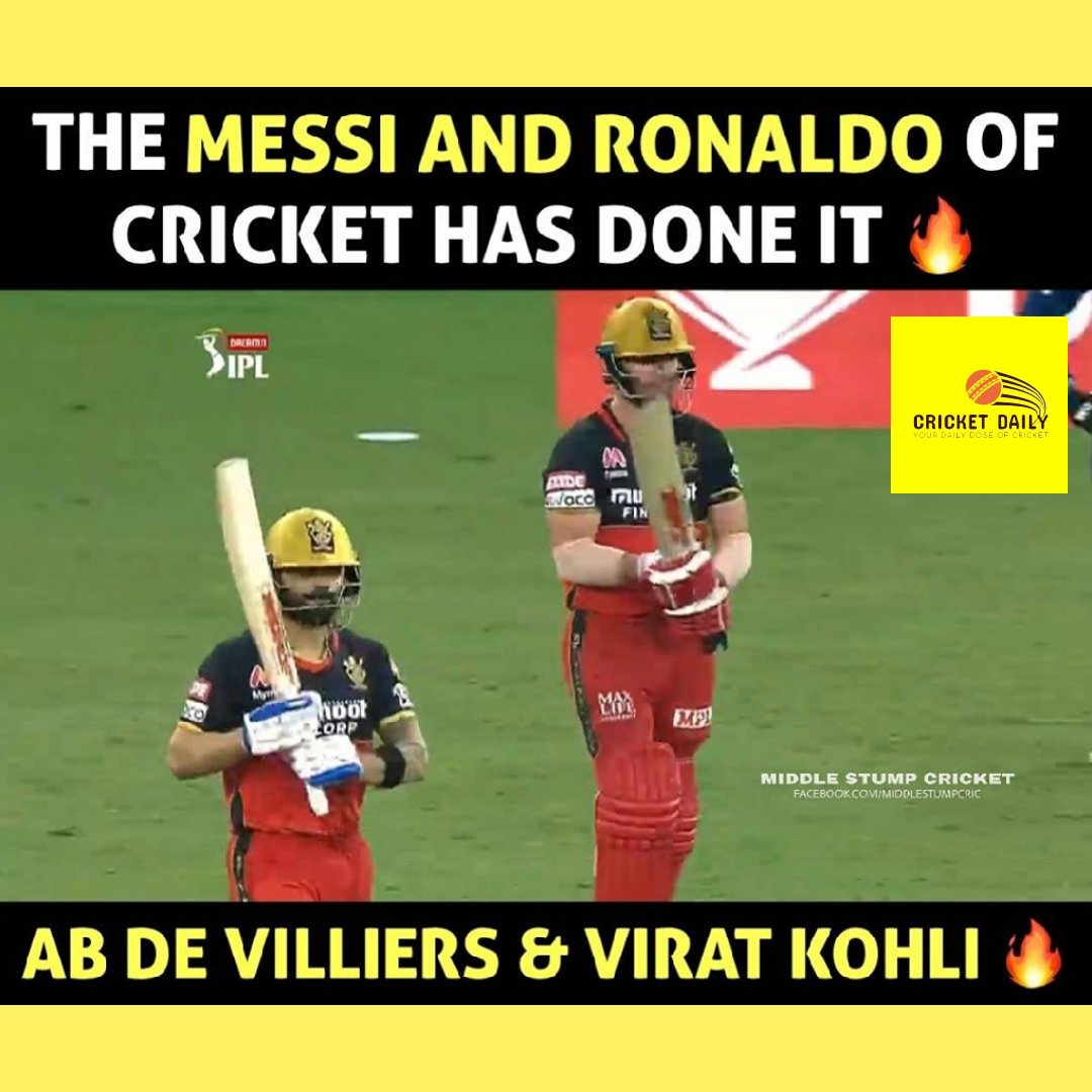 CricketDailyIN's tweet photo. @imVkohli @RCBTweets Vurat Kohli &amp; AB Devilliers ❤️ https://t.co/uaDtM8mSC8