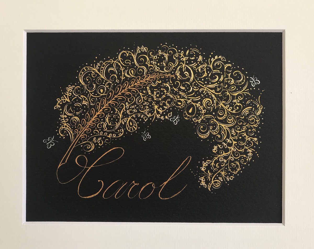 WrenGolden's tweet photo. A birthday commission from a husband using a dip pen and ink in copperplate.  #calligraphy #filigree #birthdaygirl #present #gift https://t.co/bQ4NmlLGlm