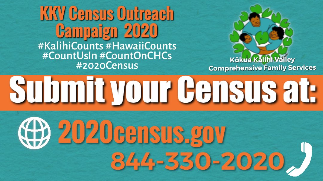 Aloha! Let’s ensure that our community members are registered for the 2020 US Census. If you have yet to register, visit 2020census.gov or call 844-330-2020 today.
• • •
#KalihiCounts #HawaiiCounts
#CountUsIn #CountOnCHCs
#2020Census #honolulu  #keepingupwithkalihi