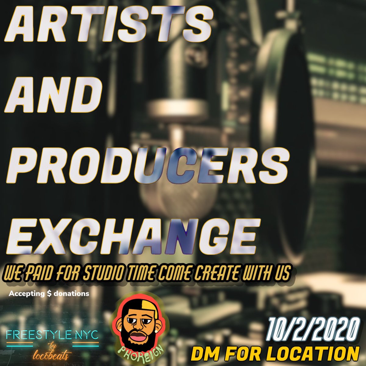Phoreign's tweet photo. WE TRYING SOMETHING OUT. WE’RE INVITING ARTIST AND PRODUCERS TO COME WORK WITH US . WE PAID FOR THE STUDIO TIME ALL YOU GUYS HAVE TO DO IS SHOW UP AND BE CREATIVE . THIS GOES FOR SINGERS, PRODUCERS ,  RAPPERS PHOTOGRAPHERS VIDEOGRAPHERS OF ANY GENRE ‼️ https://t.co/GXMbJMU7LZ