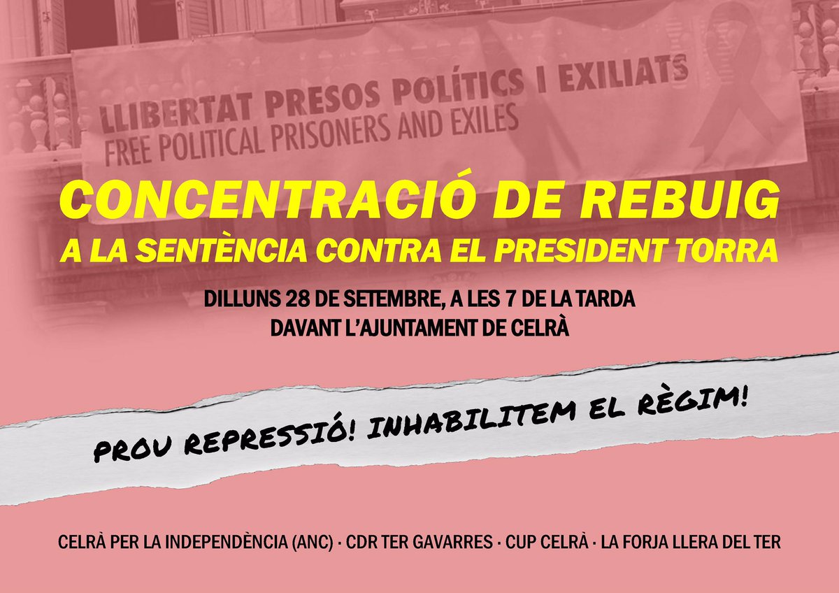 Com més cedim i obeïm pitjor ens tractaran (Rosa Parks). A #Celrà continuem al carrer denunciant la repressió i lluitant per la independència! Al costat de totes les represaliades <a href="/QuimTorraiPla/">Quim Torra i Pla</a> <a href="/TamaraVila83/">Tamara Carrasco</a> <a href="/Pesacapsada/">Jordi Pesarrodona</a>