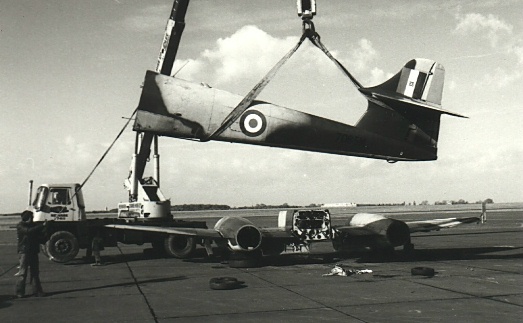 DTEPHoward's tweet photo. having seen the recent tweet from @NewarkAirMus about the Engineering School photo at RAF Cranwell I thought I'd unearth some of my #Meteor NF12 #WS692 photos!
Credit #DTEParchive https://t.co/W6QOoLWUe0