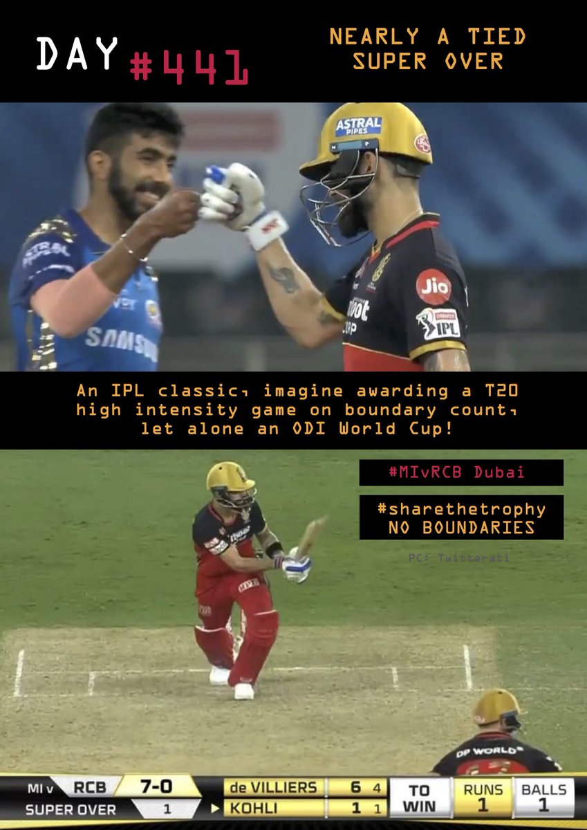 CWC19Winner's tweet photo. @bhogleharsha Imagine awarding a high intensity T20 game on boundary count.. let alone an ODI World Cup!!
"Injustice anywhere is a threat to justice everywhere"
#CWC19 final needs a fair review for that unbelievable evening to be valued & respected🙏
#ShareTheTrophy #2YearsEach #IPL2020 https://t.co/388uY9qhDy