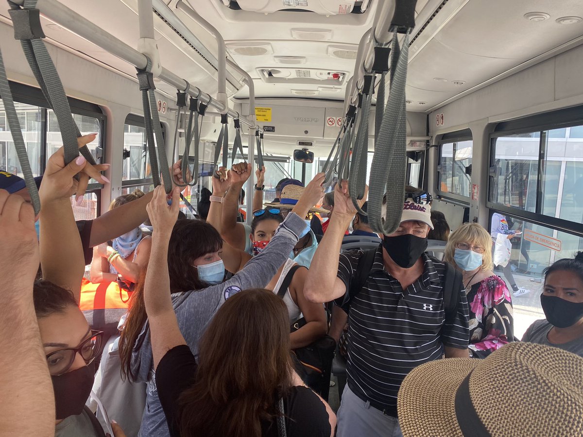 “Lack of” social distancing while boarding a @Southwest bus in Cabo. Not thrilled as I #travel with my 76 year old father.  Everyone was grumbling after the rest of Mexico had been so good about precautions.