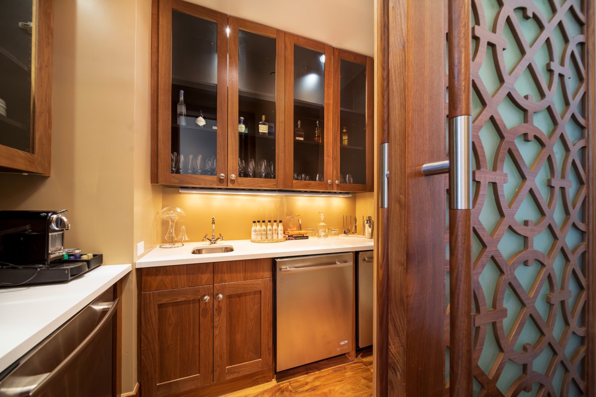 Take a peak into our luxurious Crawford Suite, which features an "everything-but-the-bartender" kitchenette.