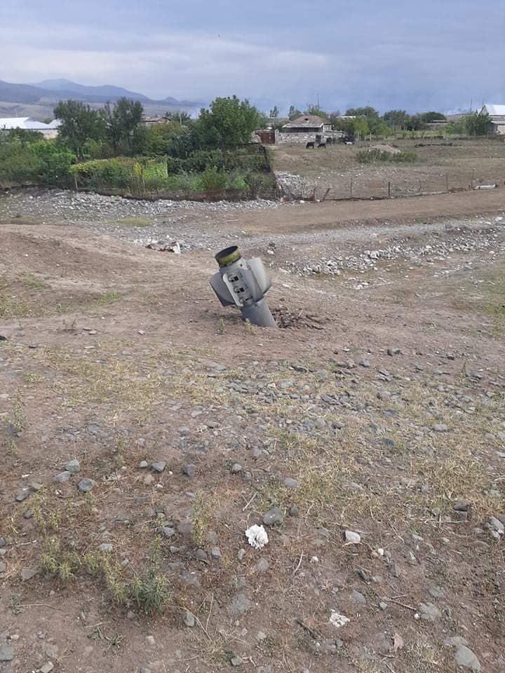 Another photo of a Smerch MLRS rocket reportedly launched from Azerbaijani forces. Of course, this could be a photo of one of the same rockets photographed before. 244/ https://t.me/reartsakh/3589 