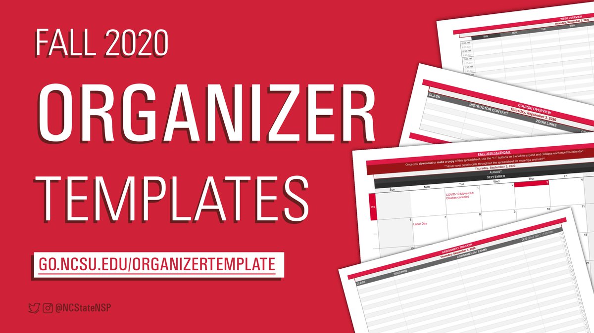 NCStateNSP's tweet photo. It's the first day of classes for second session of 8-week courses! Whether you started class today or in August, here are some templates to help you stay organized and on top of it all! Check em out at https://t.co/nD43XuXnOt https://t.co/1xbi50C2bP