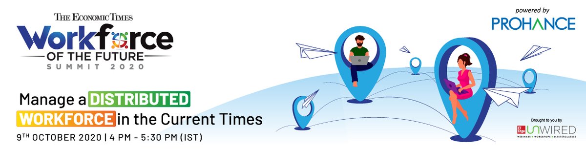 ET_Edge's tweet image. #ETUnWired | Learn how to manage a distributed workforce in current times at The Economic Times Workforce of the Future, with ProHance.

Register now: bit.ly/2HxtTHm

#Workforce #WorkforceofFuture #FutureReady #Covid #newnormal #distributedworkforce #transformation