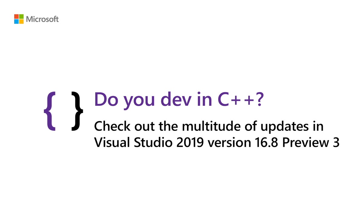 In Visual Studio version 16.8 Preview 3, we’ve improved support for major C++20 features across our compiler, standard library, and IDE. Get the details: msft.it/6010TvMz8