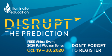 Illuminateed's tweet photo. We're bringing educators together for two weeks of comprehensive professional development on topics important to educators. Register today for our FREE webinar series, Disrupt the Predication: https://t.co/DMVUXVq8UJ https://t.co/HNvTJewP4p